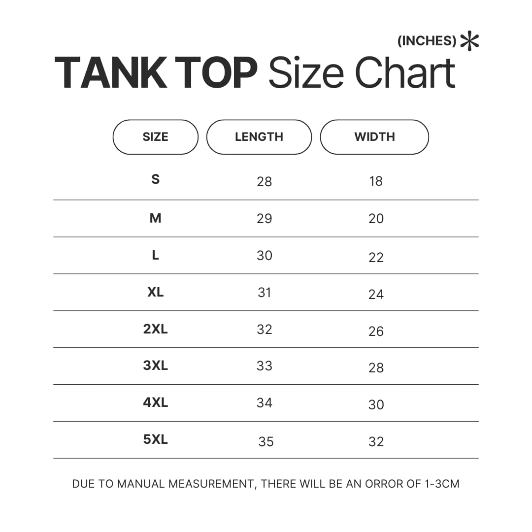Tank Top Size Chart - Ergo Proxy Store