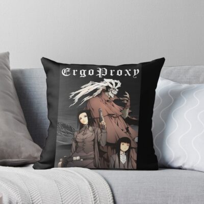 Ergo Proxy Vincent Law Re-l Mayer And Pino Throw Pillow